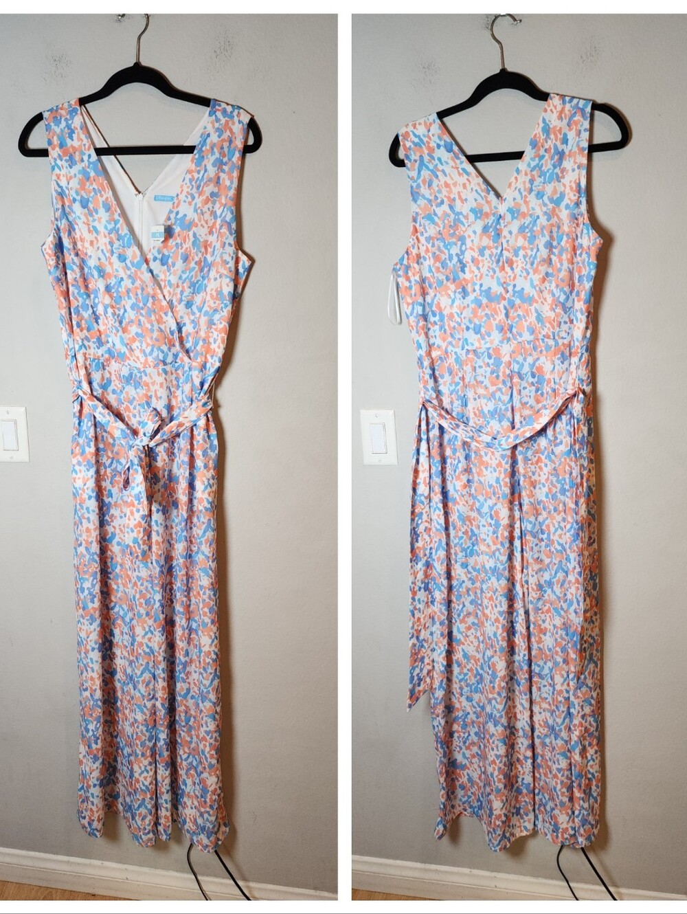 NWT J. McLaughlin Hermione V-Neck Wide Leg Sleeveless Jumpsuit Orange Blue Sz 8 - Picture 16 of 16
